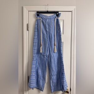 Anthropologie blue pin stripe linen pants